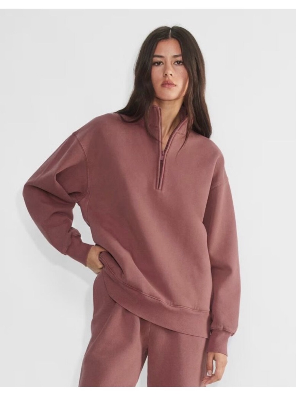 Aritzia Dusty Rose Half-Zip Sweatshirt